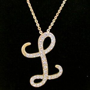 INITIAL "L" NECKLACE, ROCKABILLY 1950s STYLE RETRO PENDANT, 8.5"-10" CHAIN